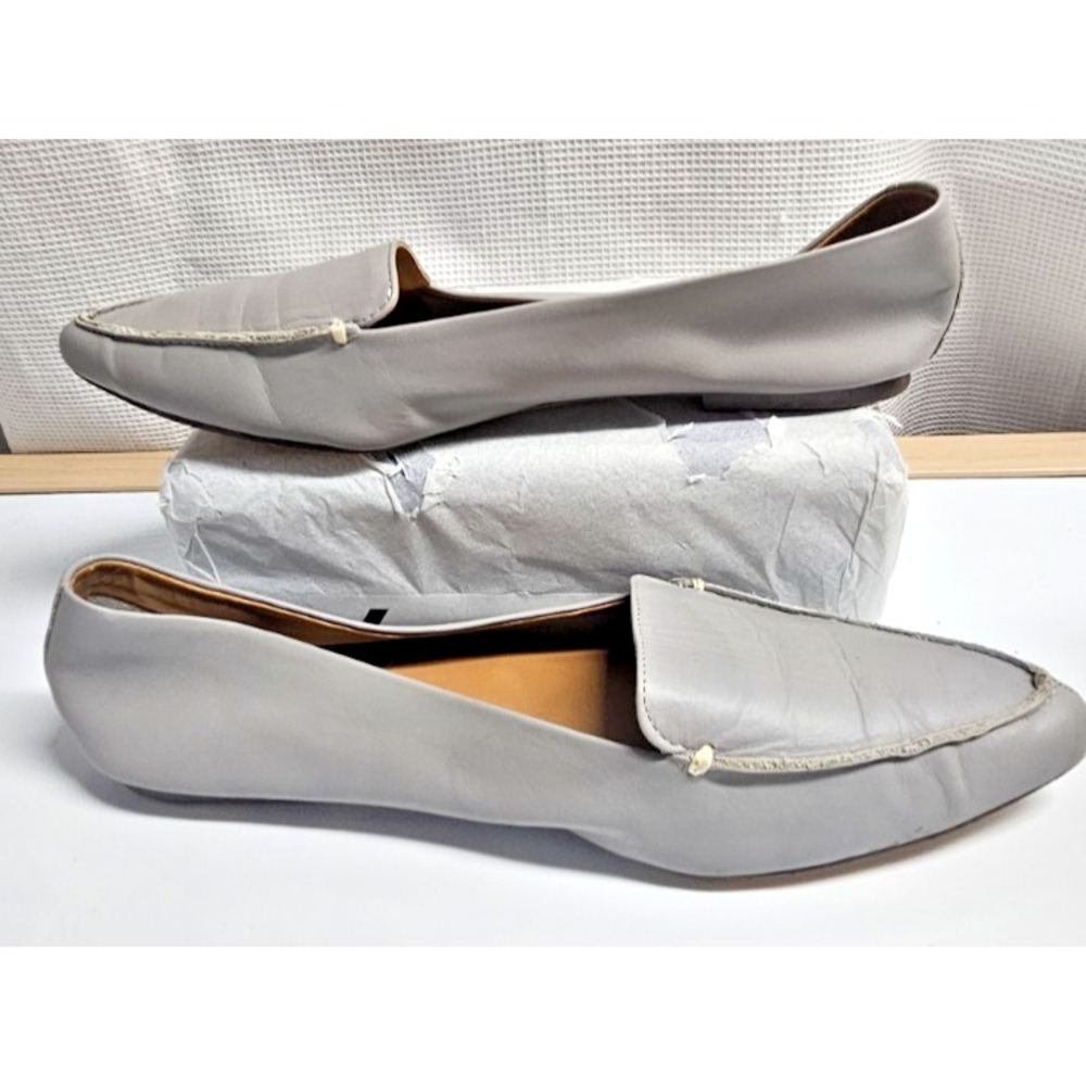 J.Crew women Edie loafters slip on flats leather pointed toe‎ US 8.5 gray